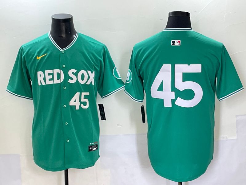 Men 2025 Boston Red Sox 45 No Name Dark Green Joint Name Nike MLB Jersey style 3